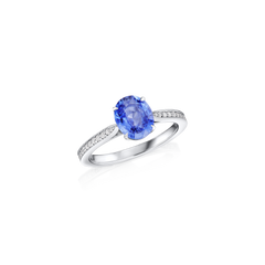 1.83cts Oval-Shape Blue Sapphire and Diamond Ring