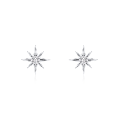 Sienna Collection 18ct White Gold Diamond Set Small Stud Earrings