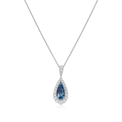 2.18cts Aquamarine and Diamond Cluster Pendant