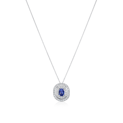 1.43cts Sapphire and Diamond Double Halo Pendant