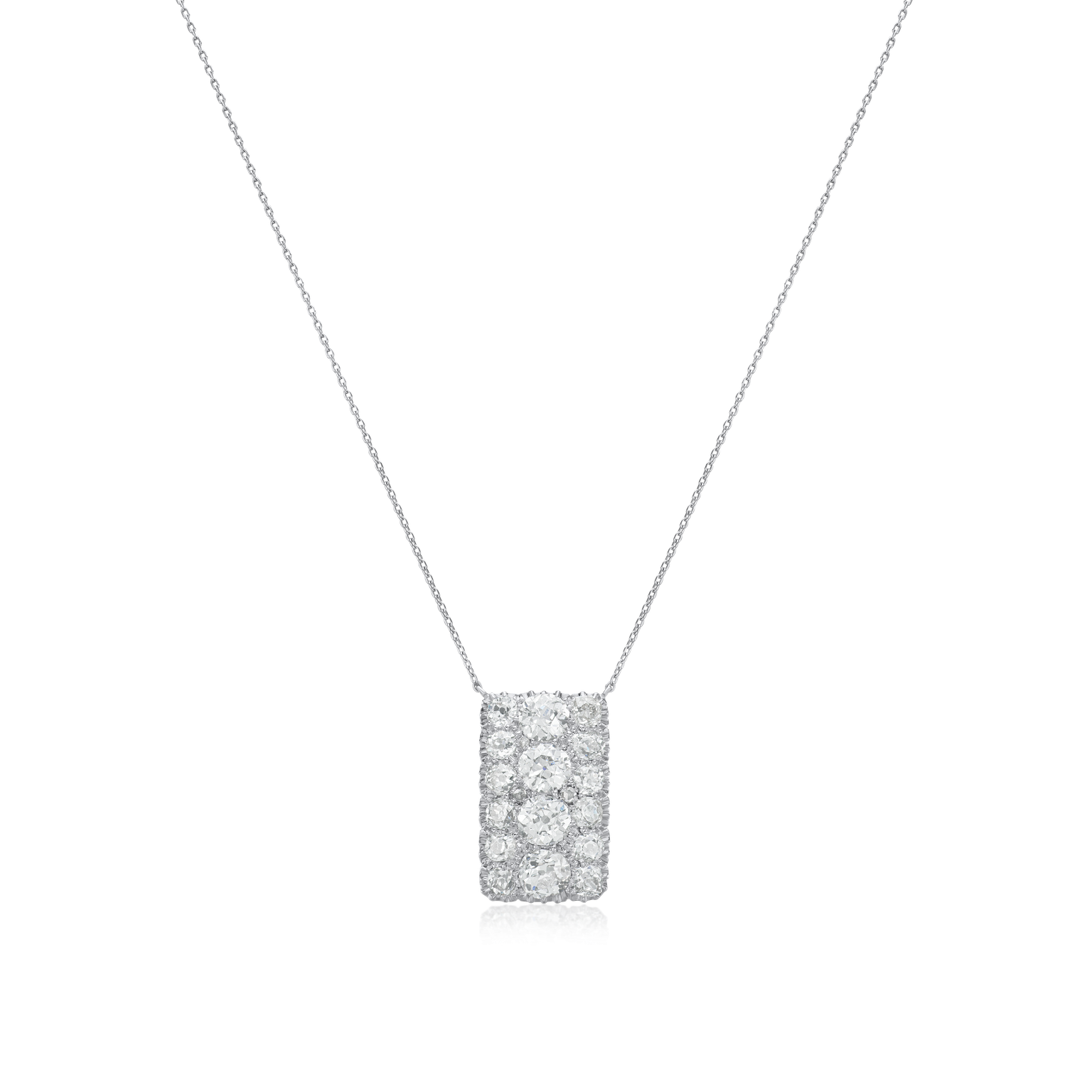2.59cts Old Cut Diamond Cluster Pendant