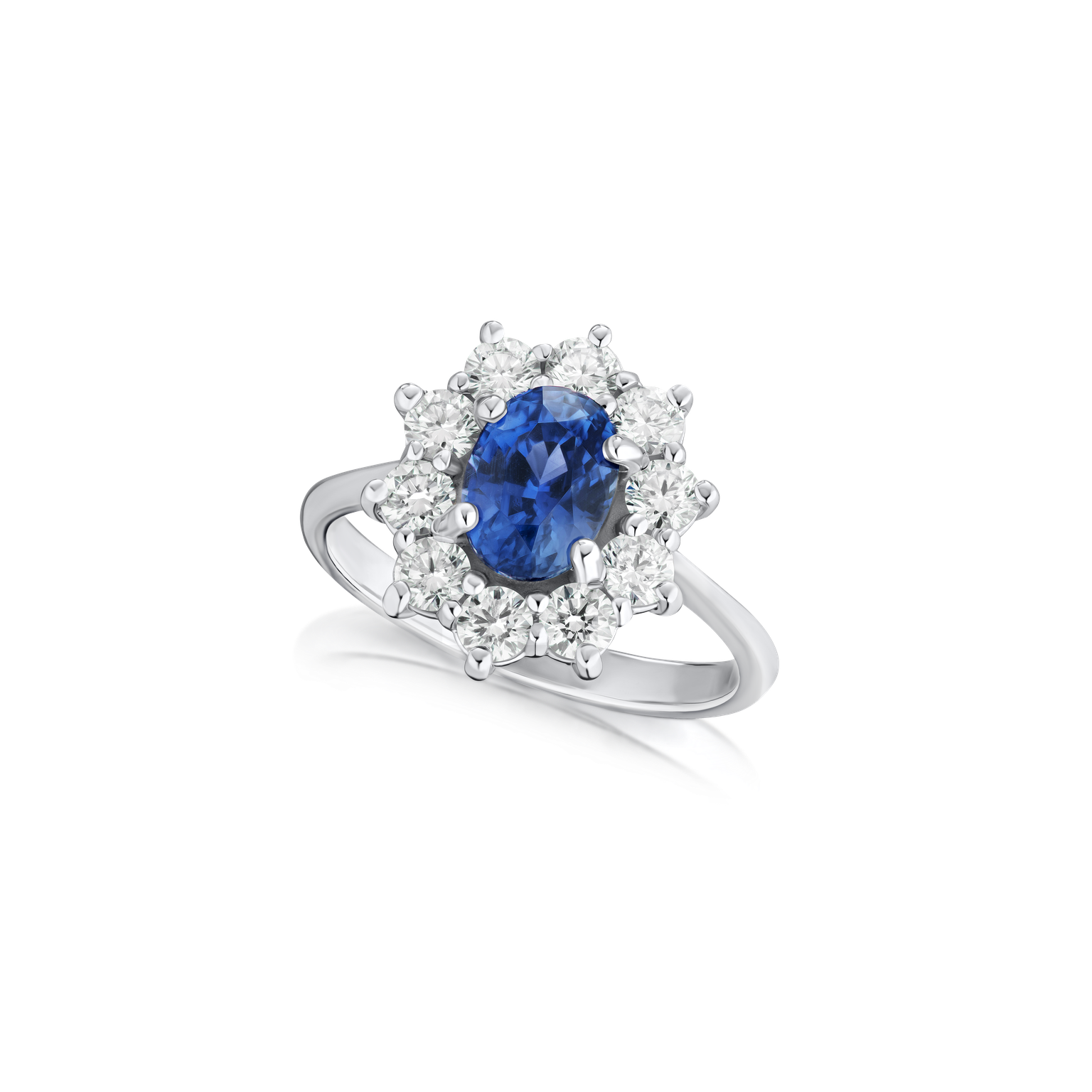 1.95cts Sapphire and Diamond Cluster Ring