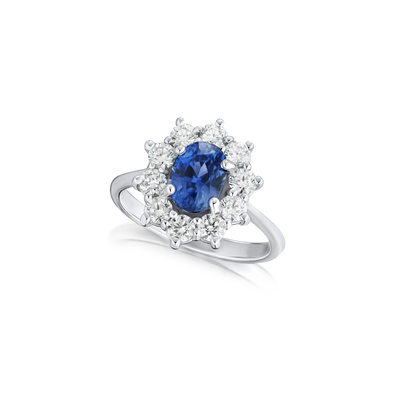 1.95cts Sapphire and Diamond Cluster Ring