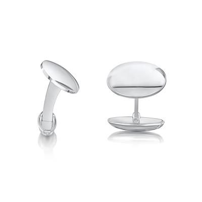 Silver Domed Bar Connection Cufflinks