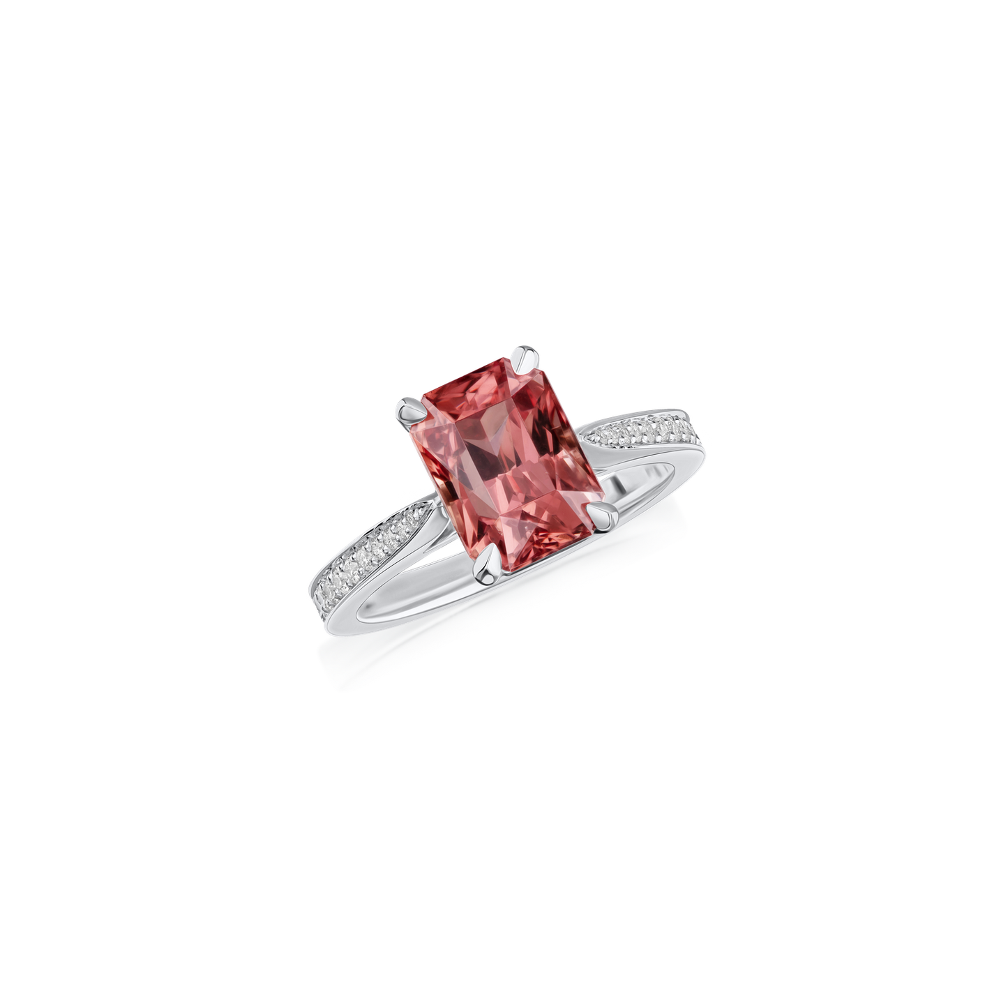 4.22cts Malaya Garnet and Diamond Ring