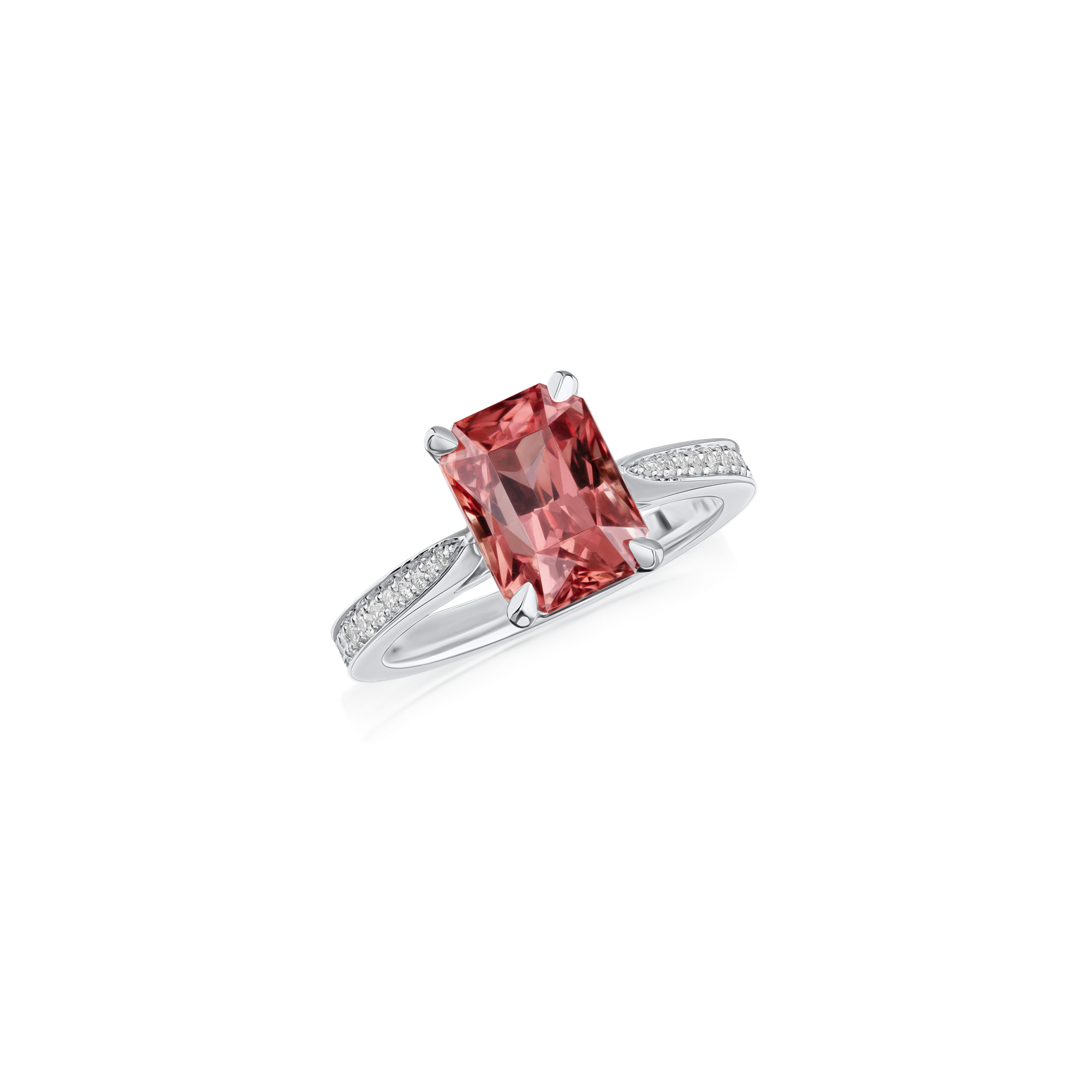 4.22cts Malaya Garnet and Diamond Ring