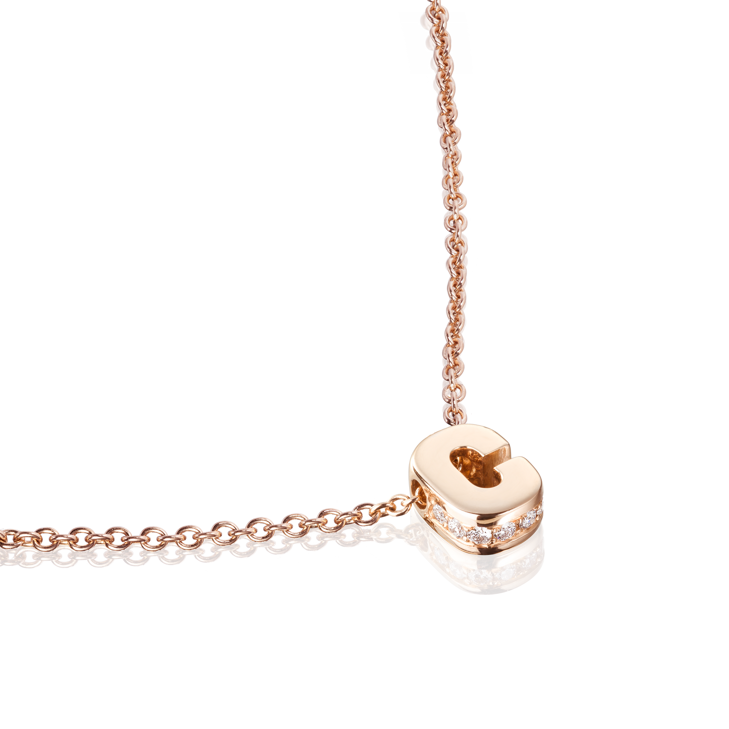 18ct Rose Gold Initial Pendant with Diamond Set Accents