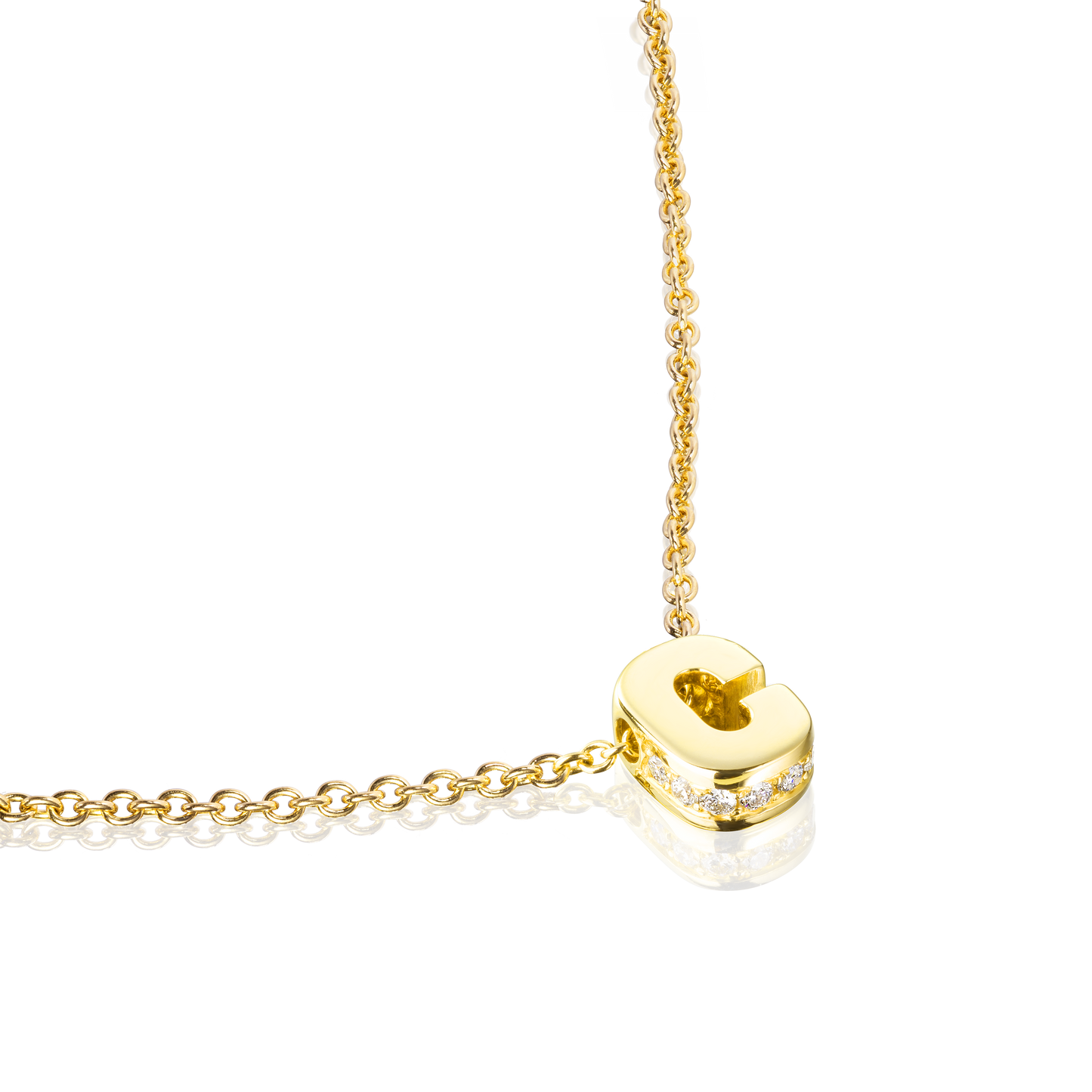 18ct Yellow Gold Initial Pendant with Diamond Set Accents