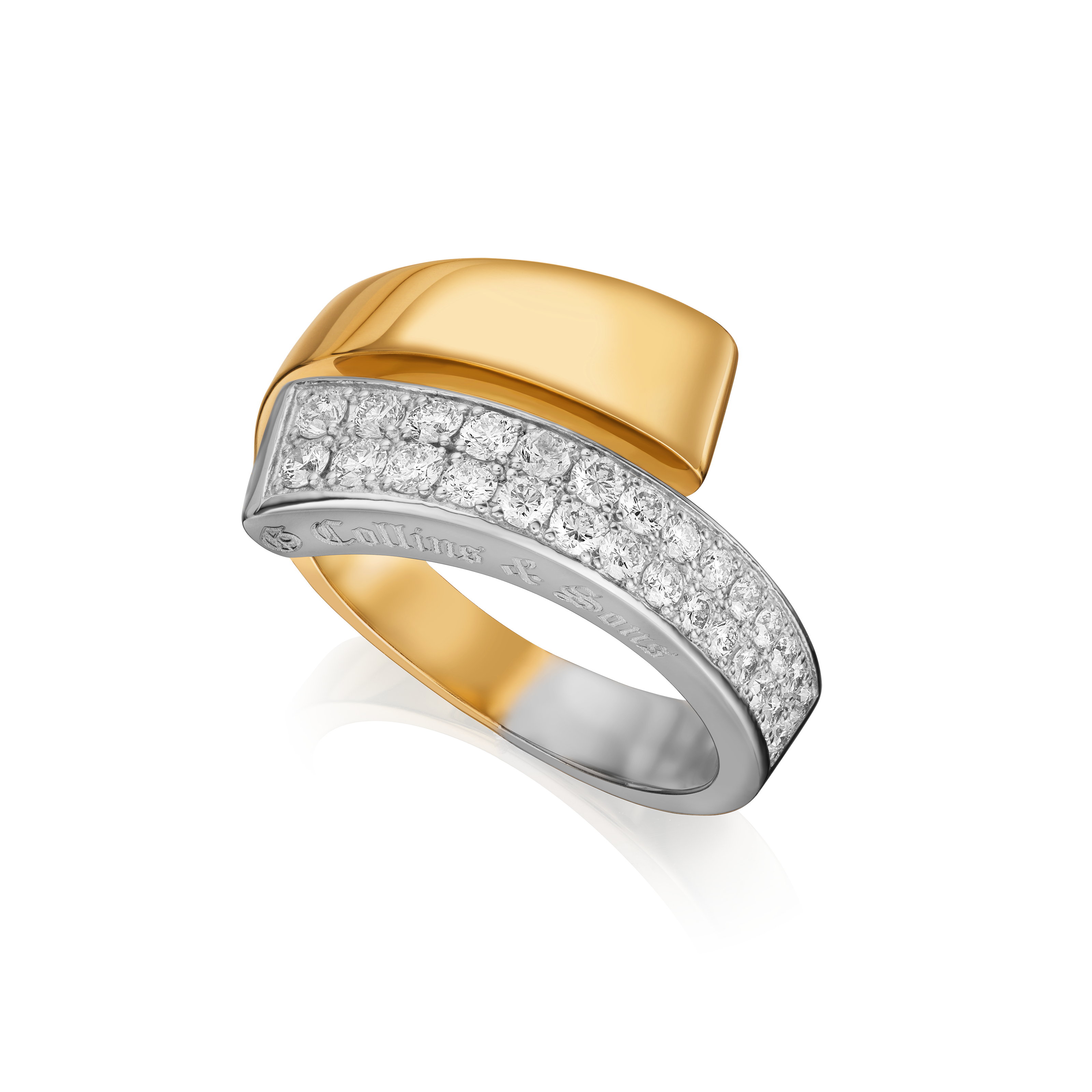 Bi-Colour Half Pavé Set Diamond Infinity Ring