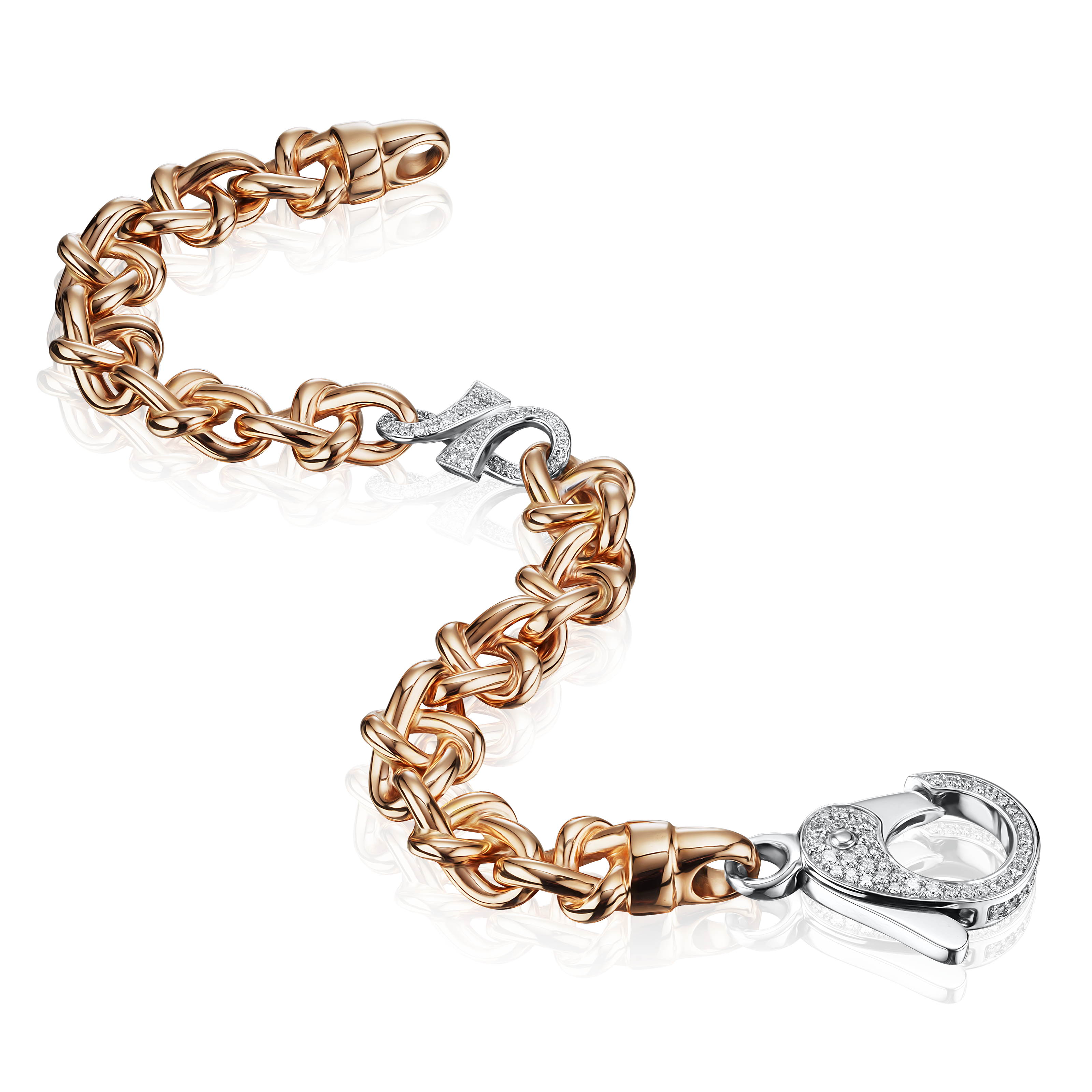 18ct Rose Gold Bracelet With Diamond Set Infinity Link and Clasp