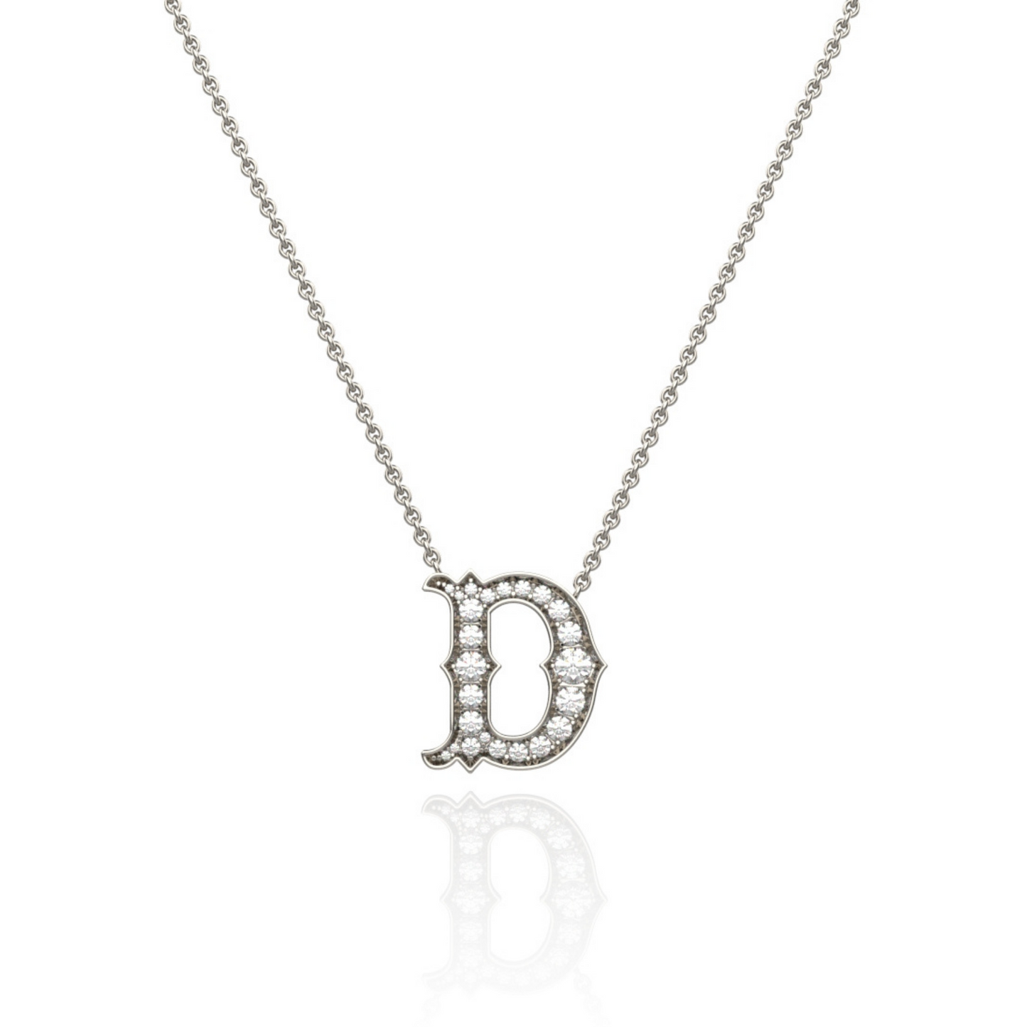 Platinum Diamond Set Initial Pendant