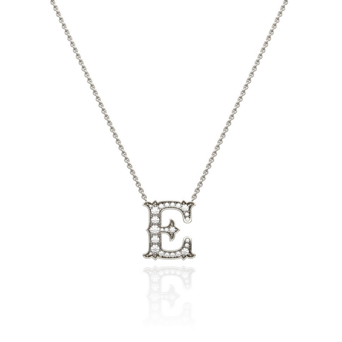 Platinum Diamond Set Initial Pendant