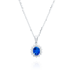 Sapphire and Diamond Cluster Pendant