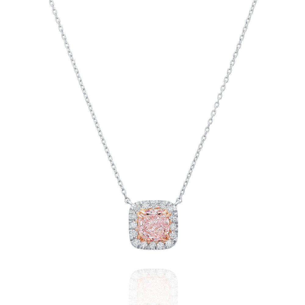 0.63ct Natural Fancy Pink Diamond Cluster Pendant