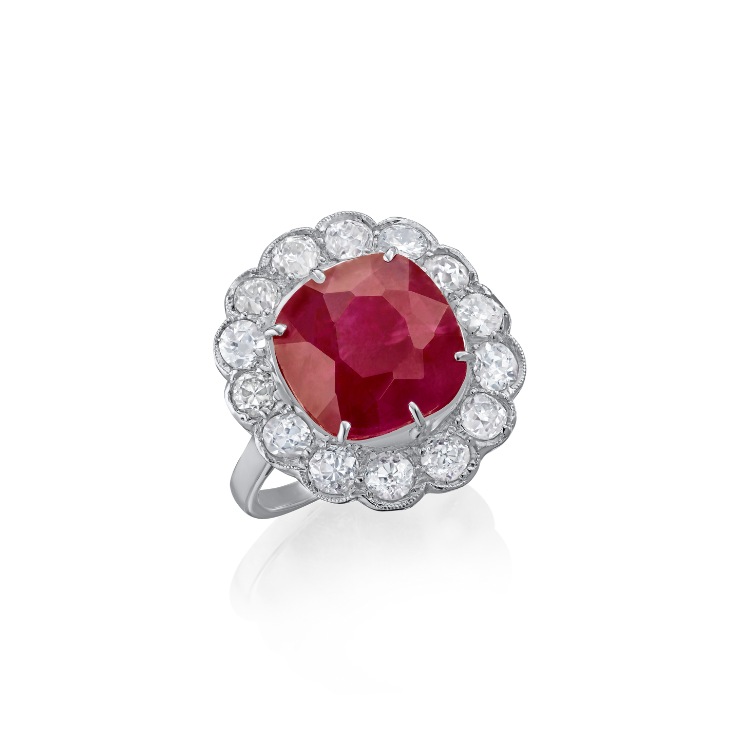 6.75cts Ruby and Diamond Cluster Ring