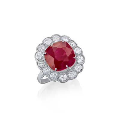 6.75cts Ruby and Diamond Cluster Ring