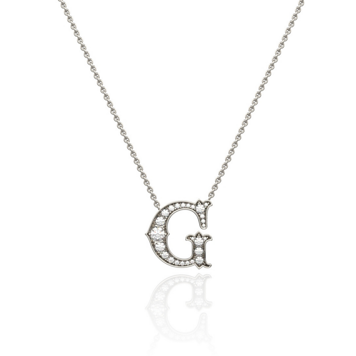 Platinum Diamond Set Initial Pendant