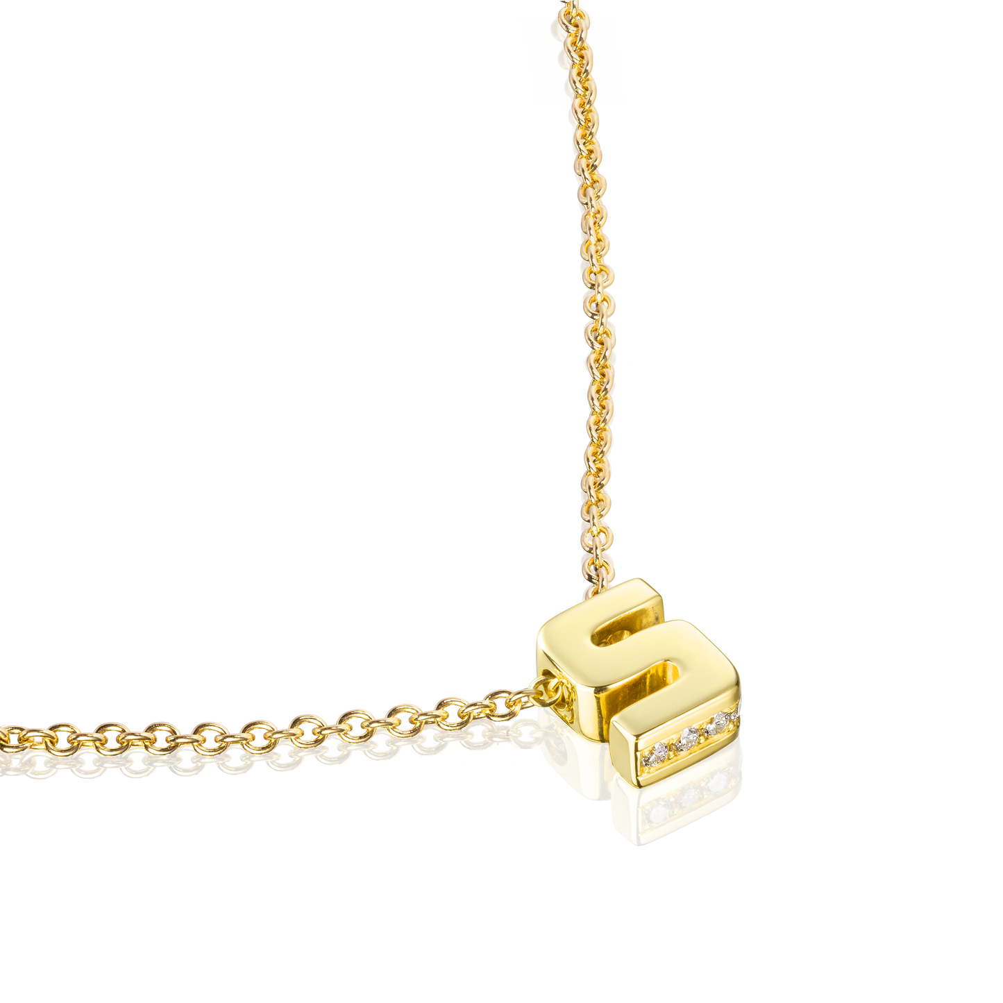 18ct Yellow Gold Initial Pendant with Diamond Set Accents