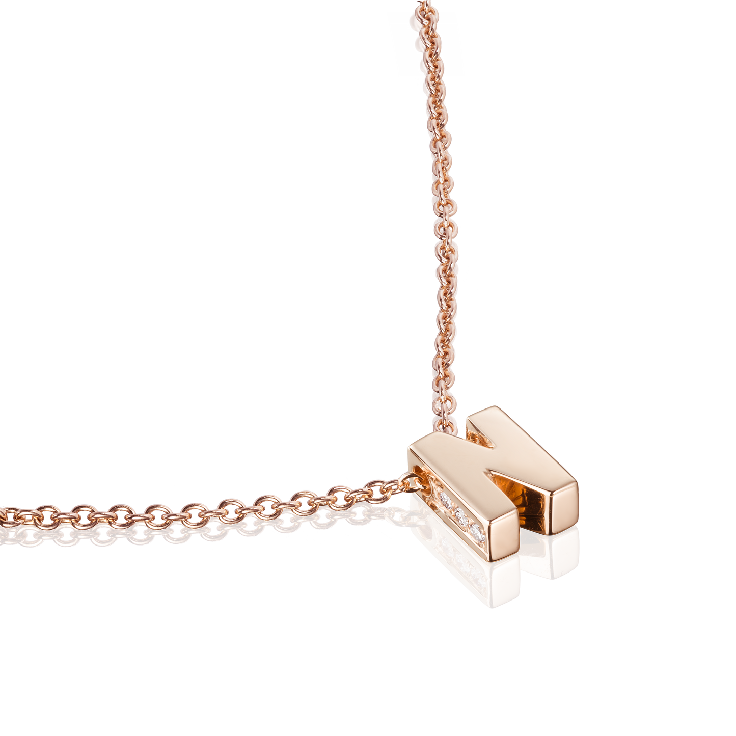 18ct Rose Gold Initial Pendant with Diamond Set Accents