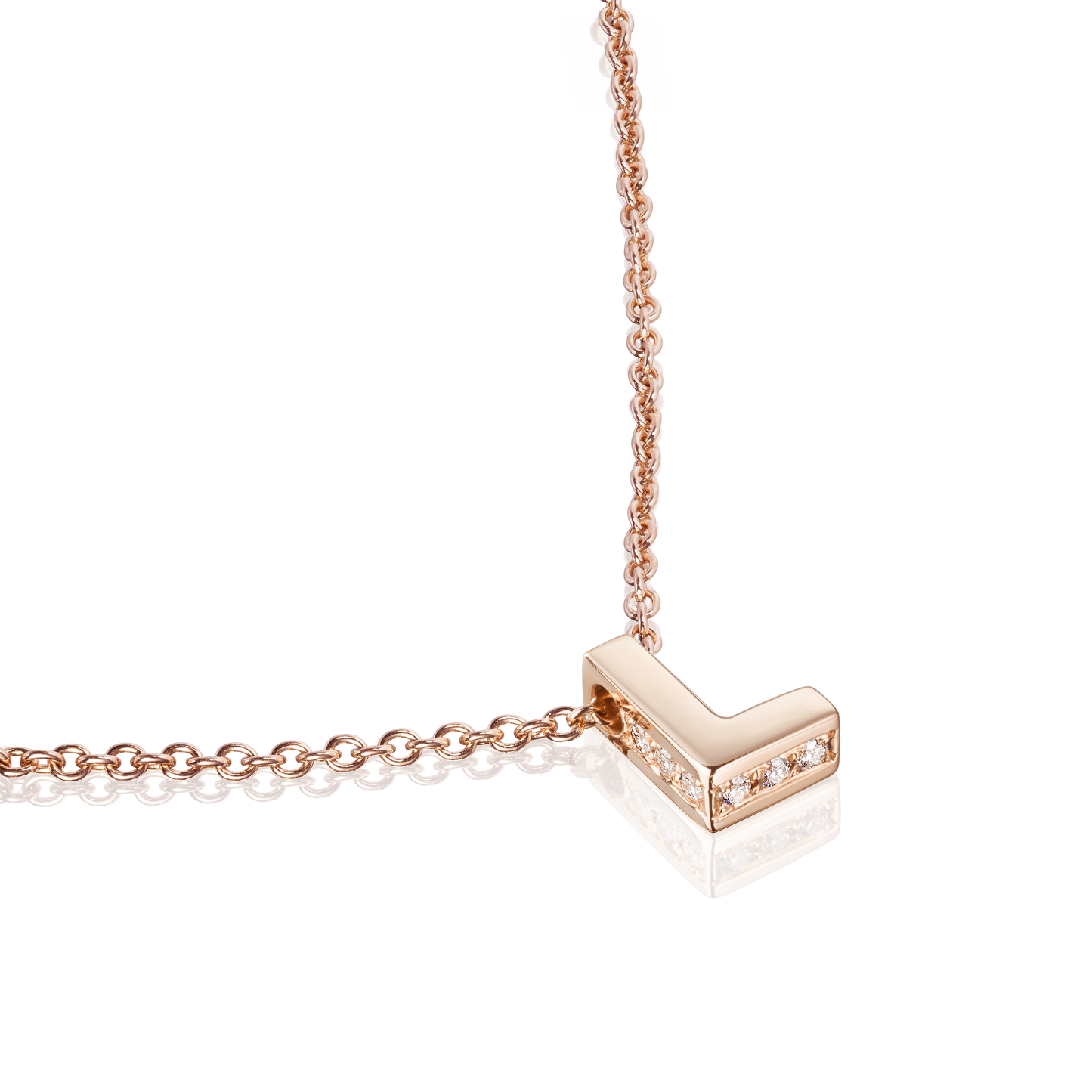 18ct Rose Gold Initial Pendant with Diamond Set Accents