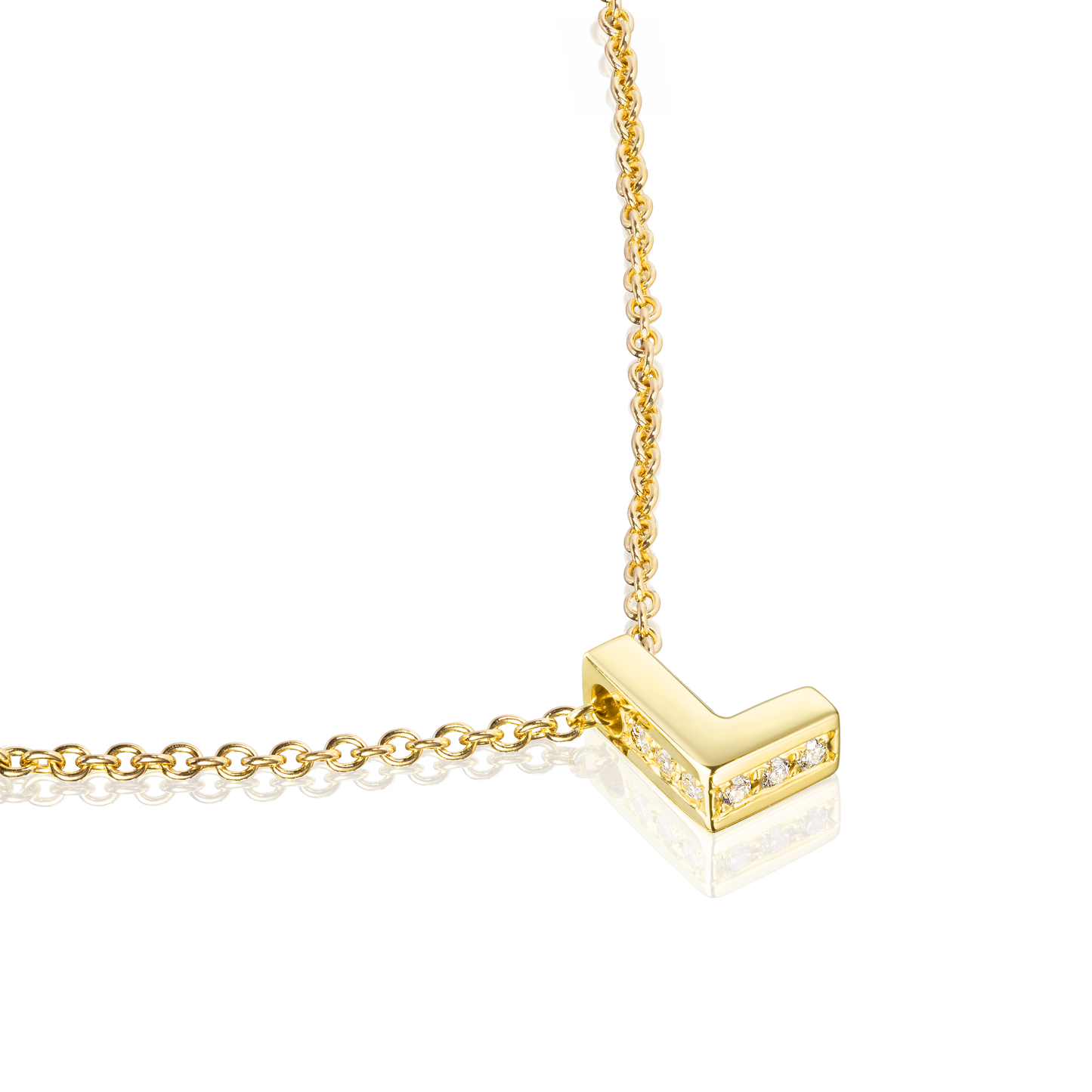 18ct Yellow Gold Initial Pendant with Diamond Set Accents