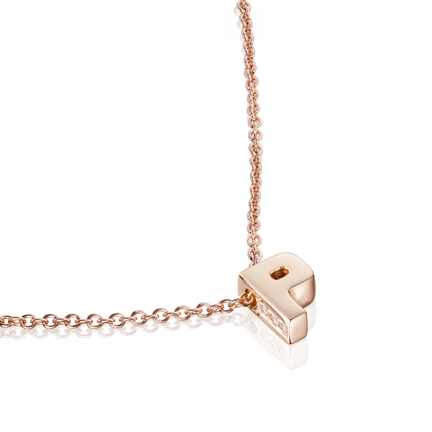 18ct Rose Gold Initial Pendant with Diamond Set Accents