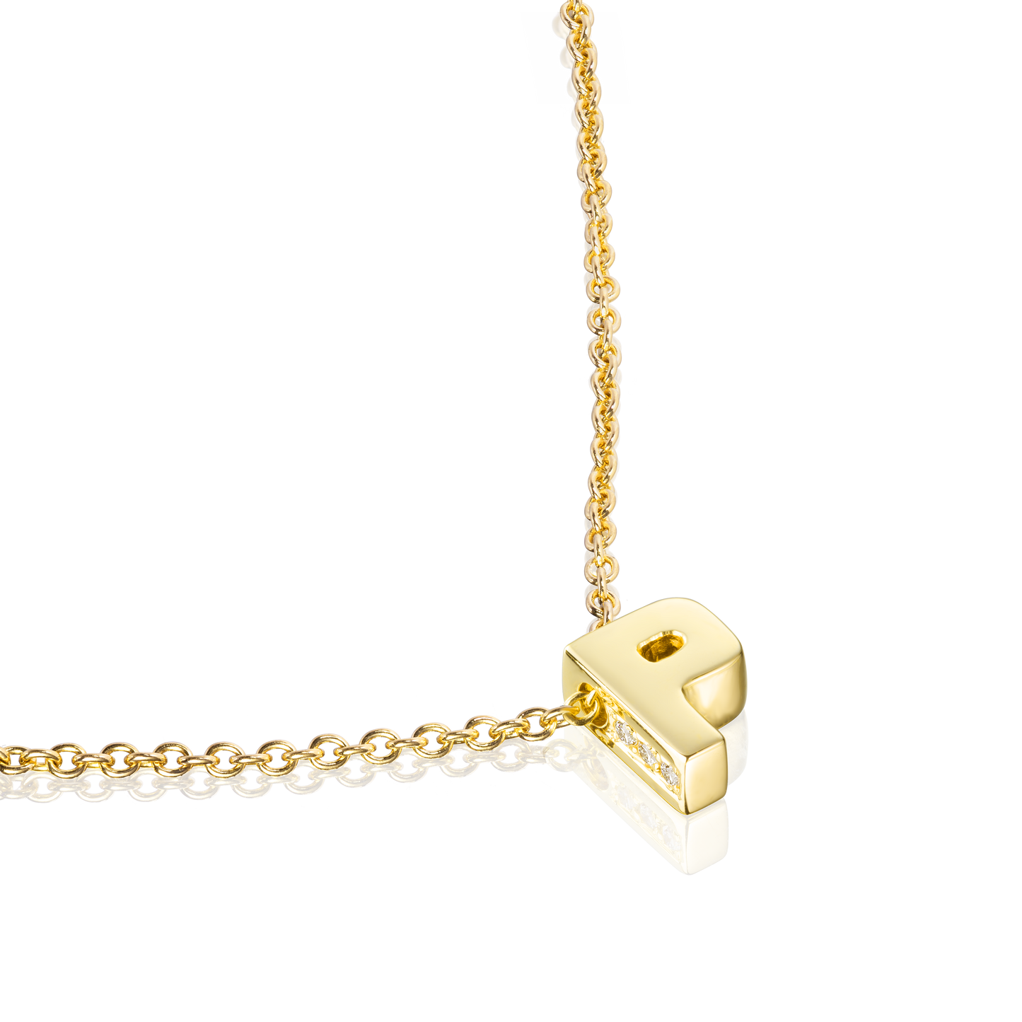 18ct Yellow Gold Initial Pendant with Diamond Set Accents