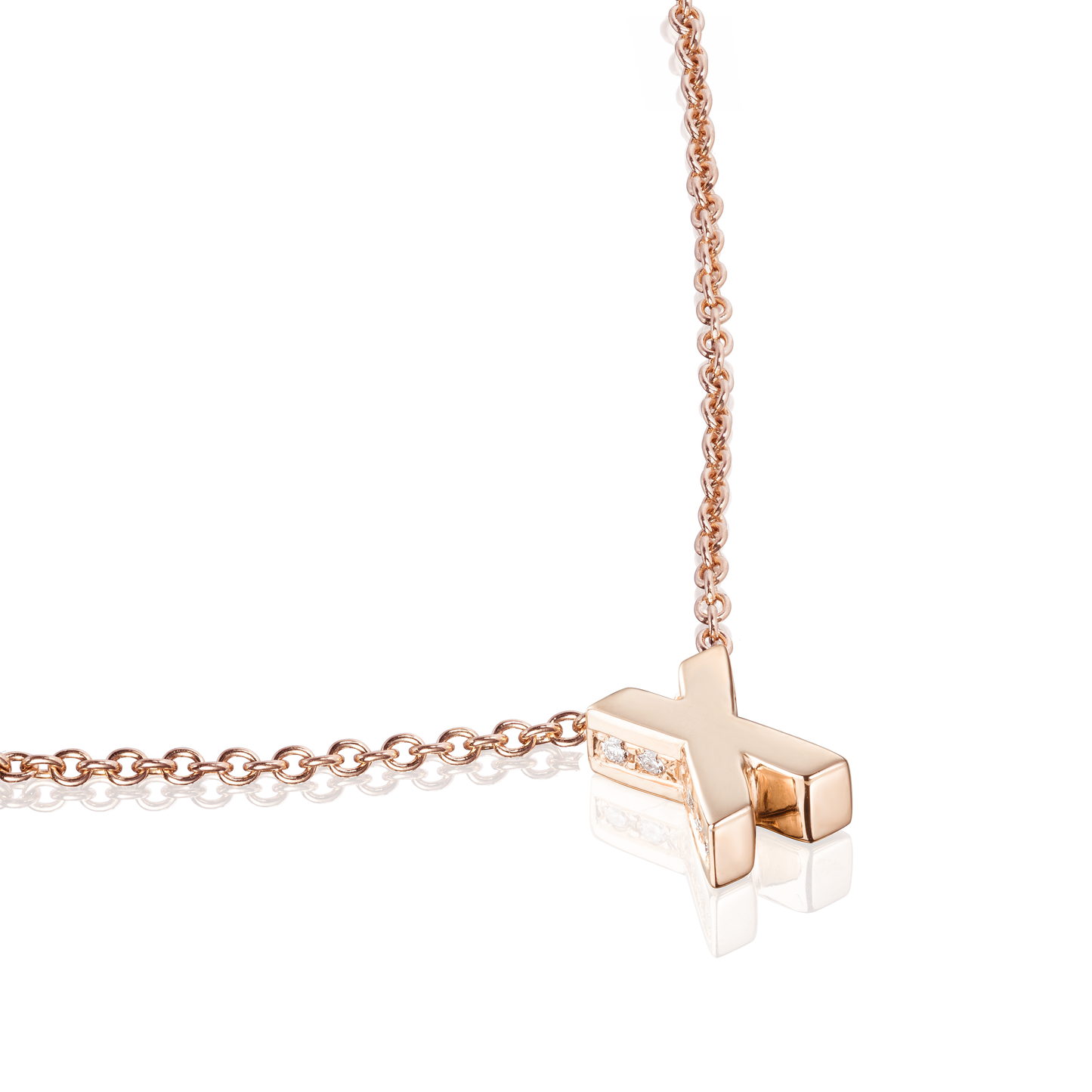 18ct Rose Gold Initial Pendant with Diamond Set Accents