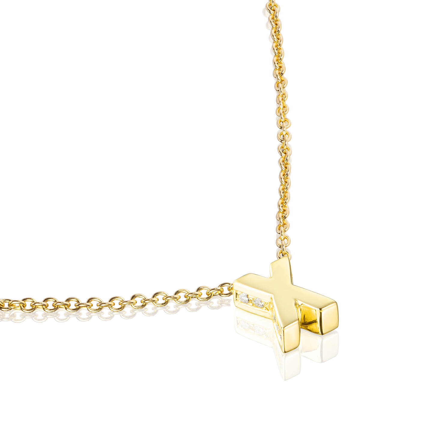 18ct Yellow Gold Initial Pendant with Diamond Set Accents