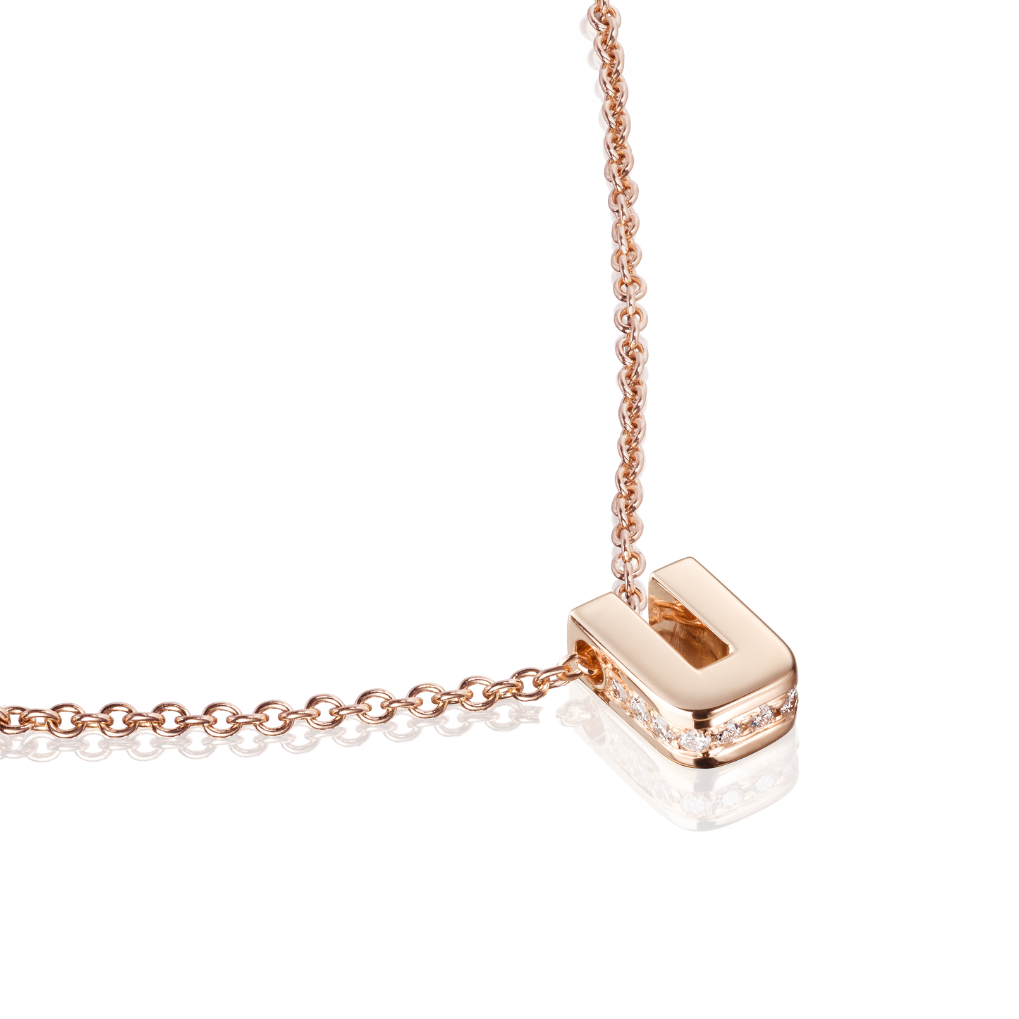 18ct Rose Gold Initial Pendant with Diamond Set Accents