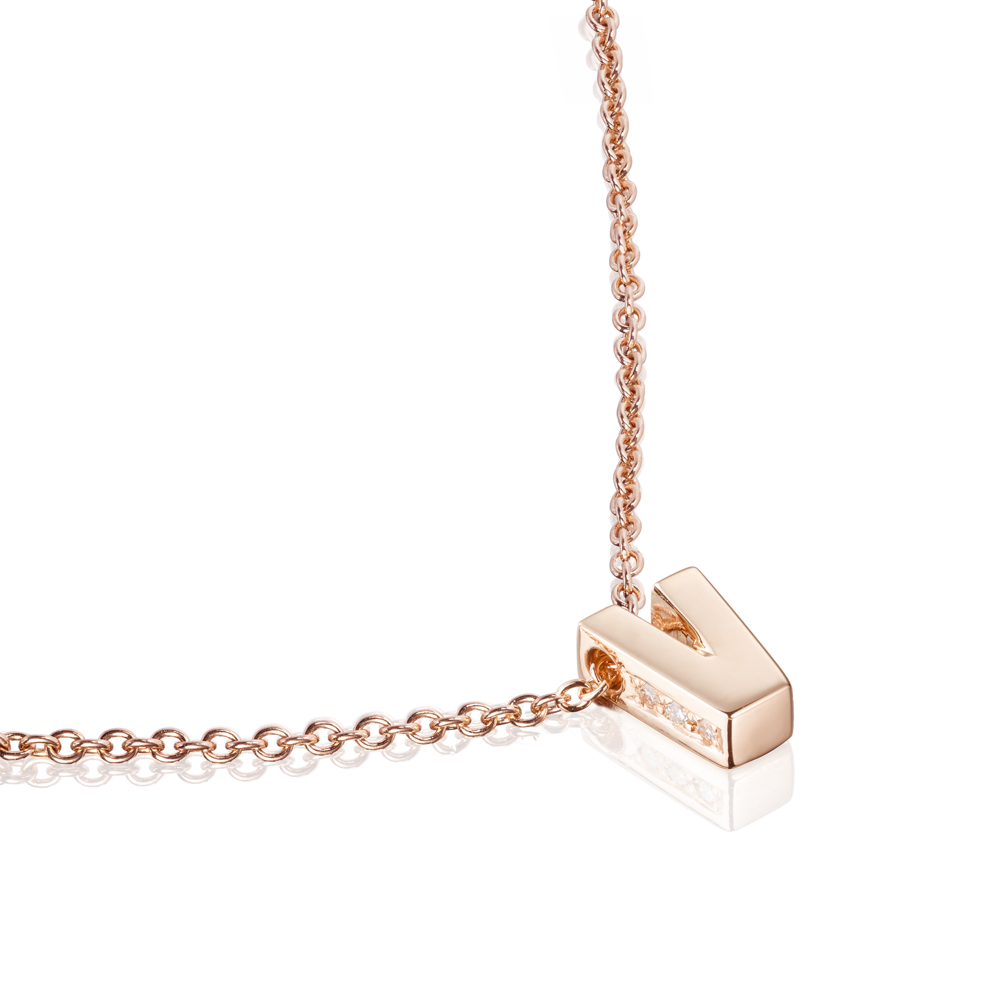 18ct Rose Gold Initial Pendant with Diamond Set Accents