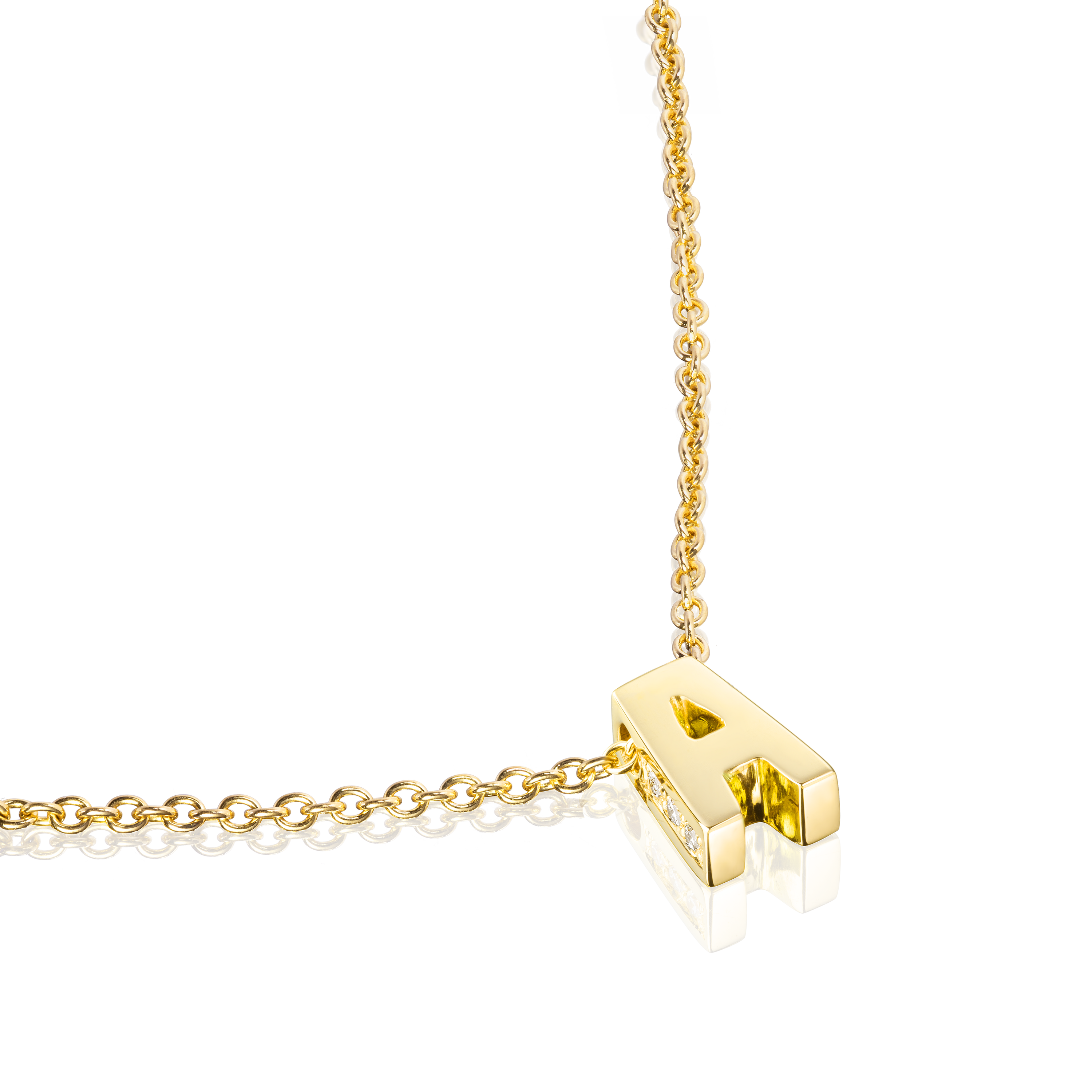 18ct Yellow Gold Initial Pendant with Diamond Set Accents