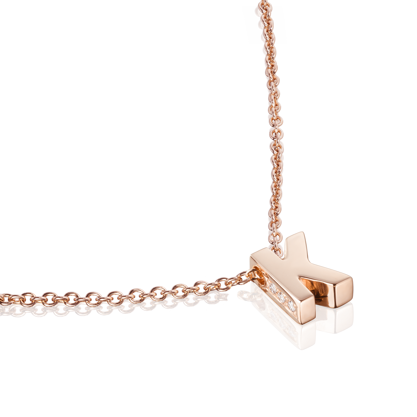 18ct Rose Gold Initial Pendant with Diamond Set Accents