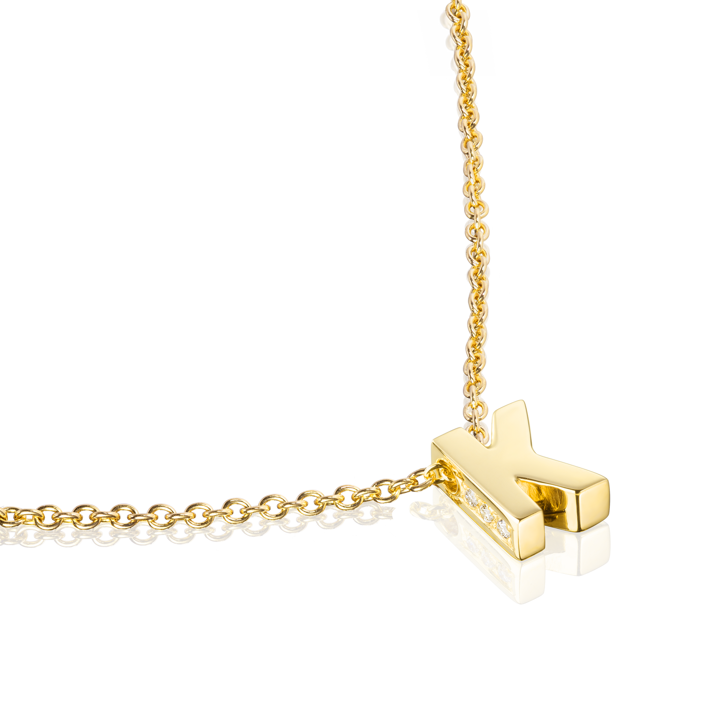 18ct Yellow Gold Initial Pendant with Diamond Set Accents