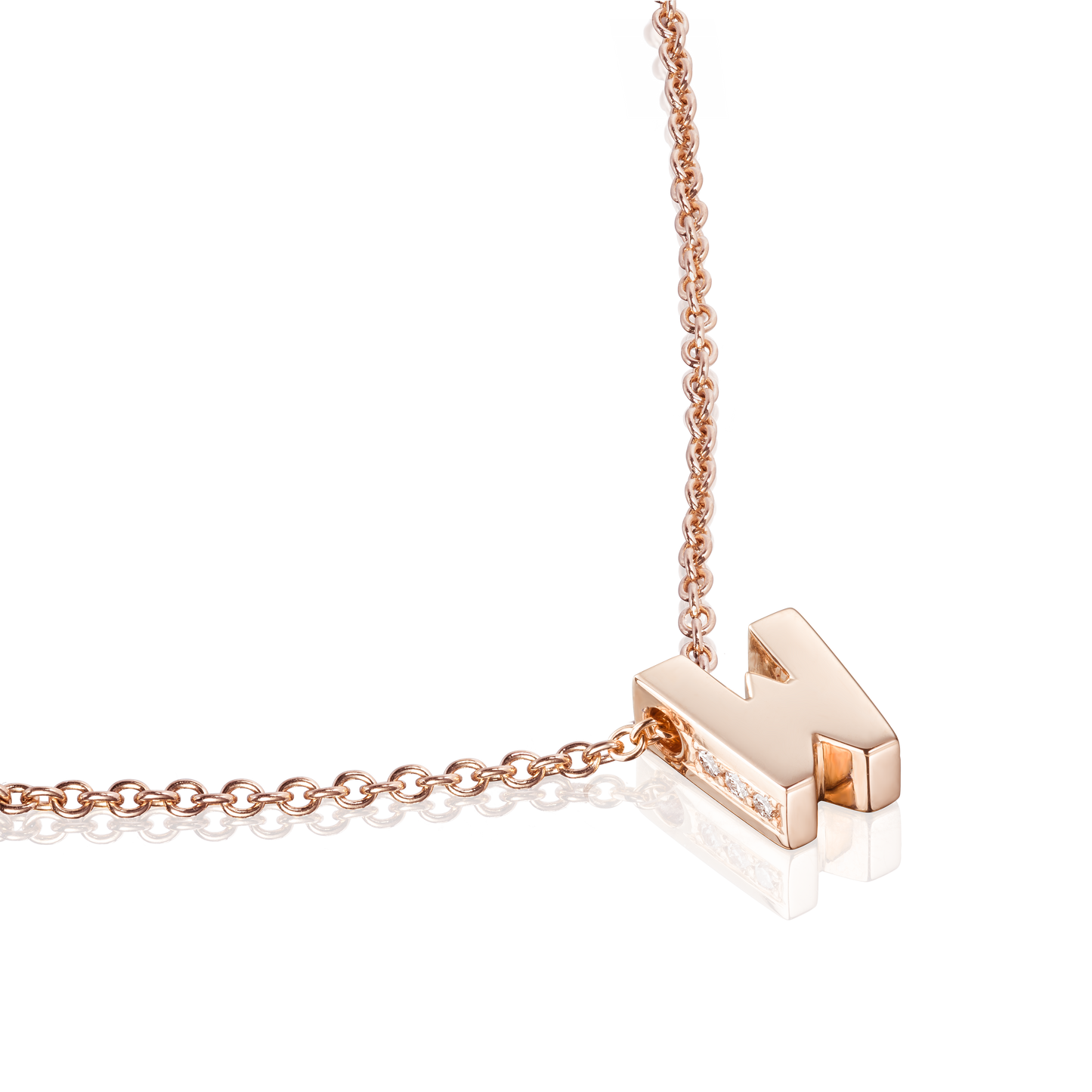 18ct Rose Gold Initial Pendant with Diamond Set Accents