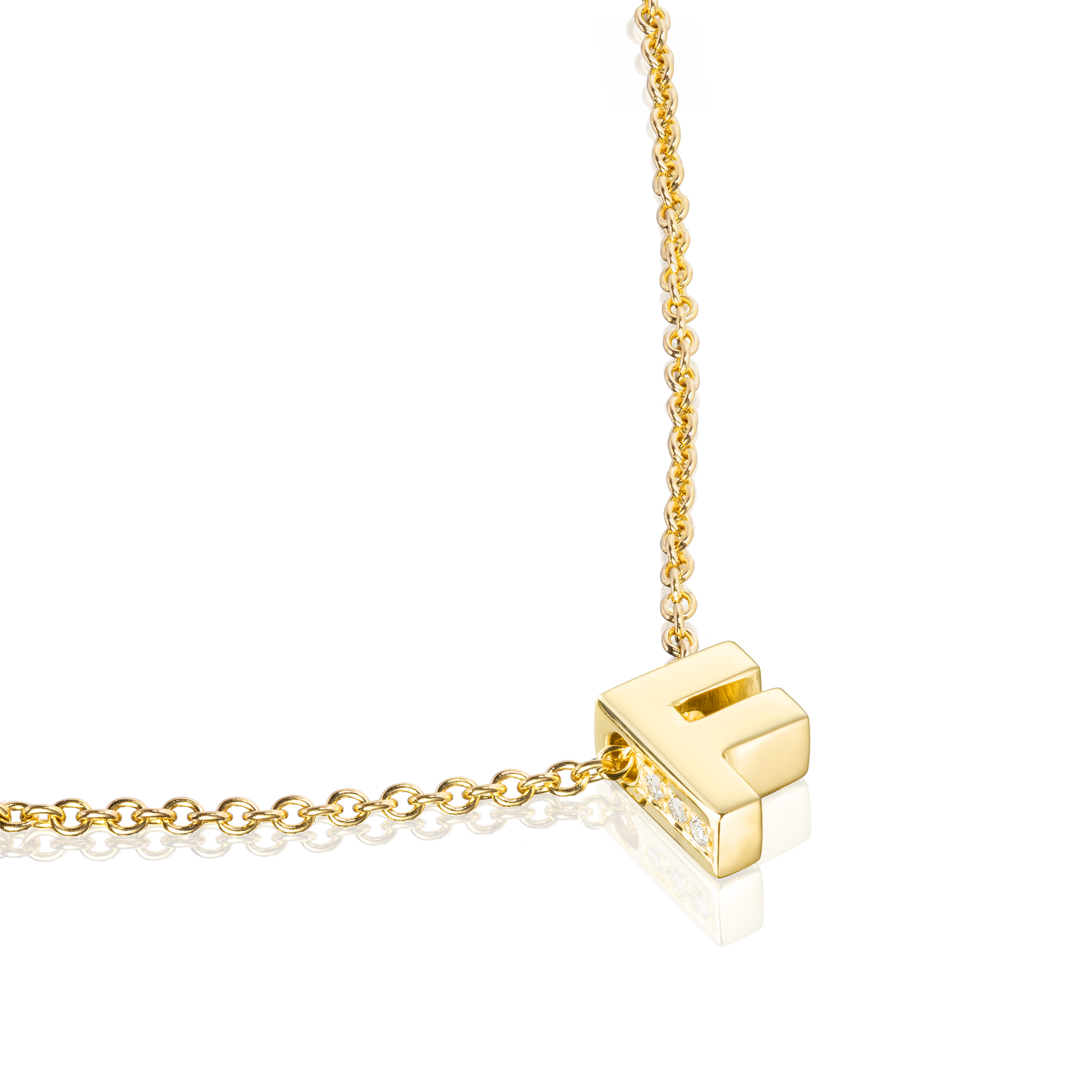 18ct Yellow Gold Initial Pendant with Diamond Set Accents