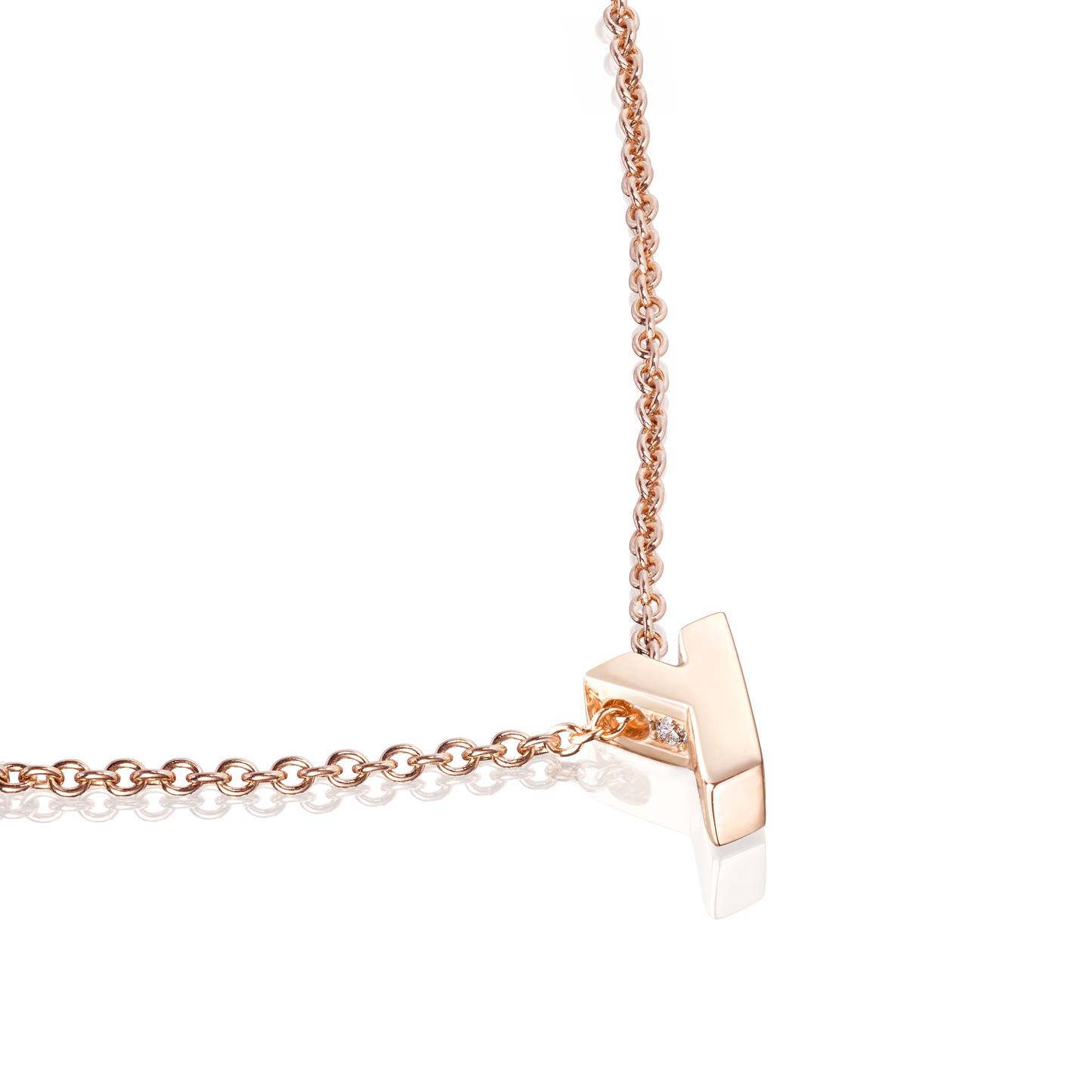 18ct Rose Gold Initial Pendant with Diamond Set Accents