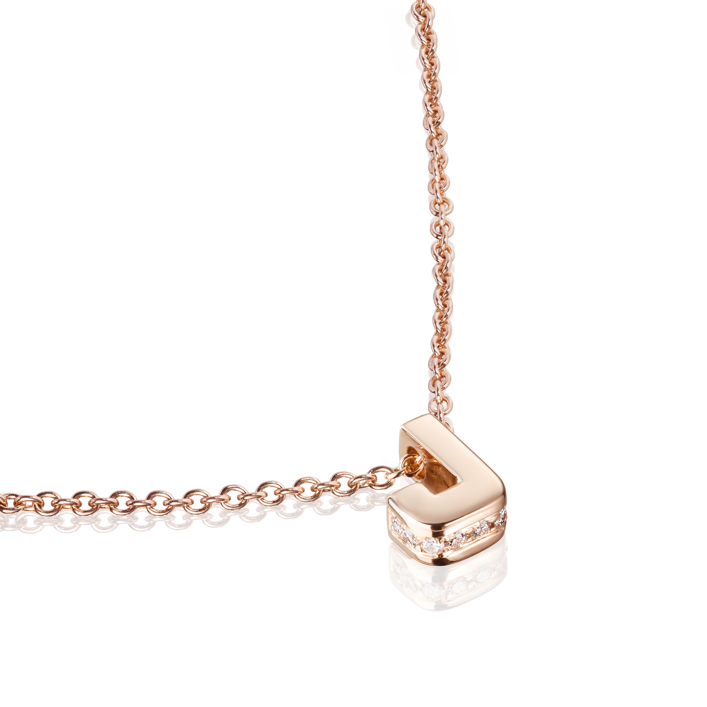 18ct Rose Gold Initial Pendant with Diamond Set Accents