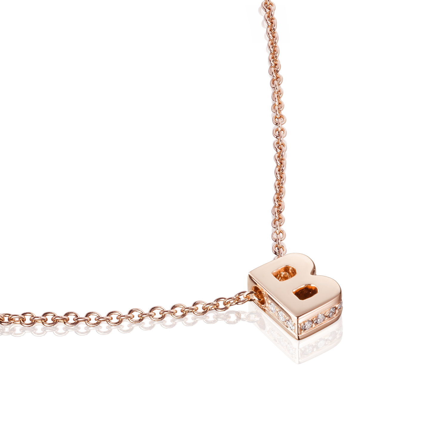 18ct Rose Gold Initial Pendant with Diamond Set Accents