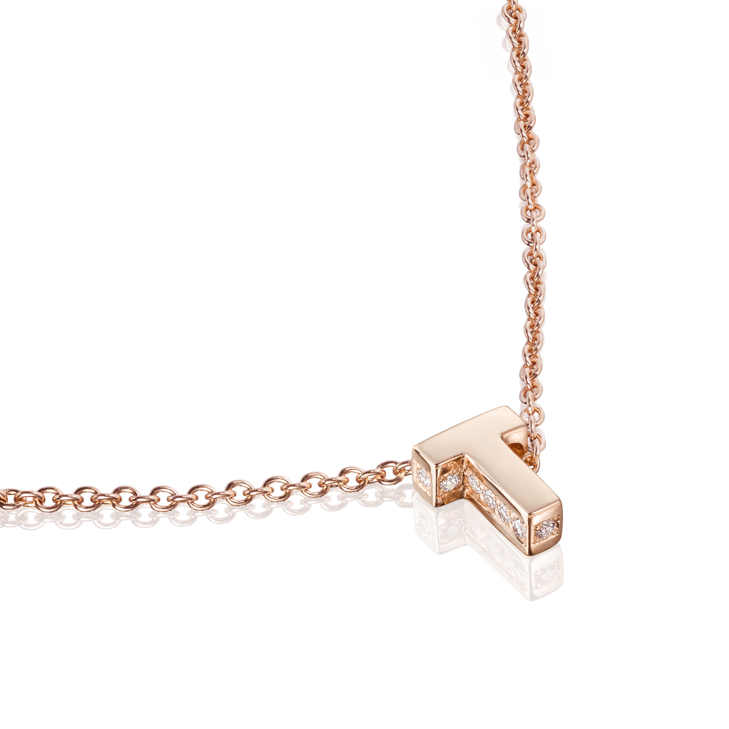 18ct Rose Gold Initial Pendant with Diamond Set Accents