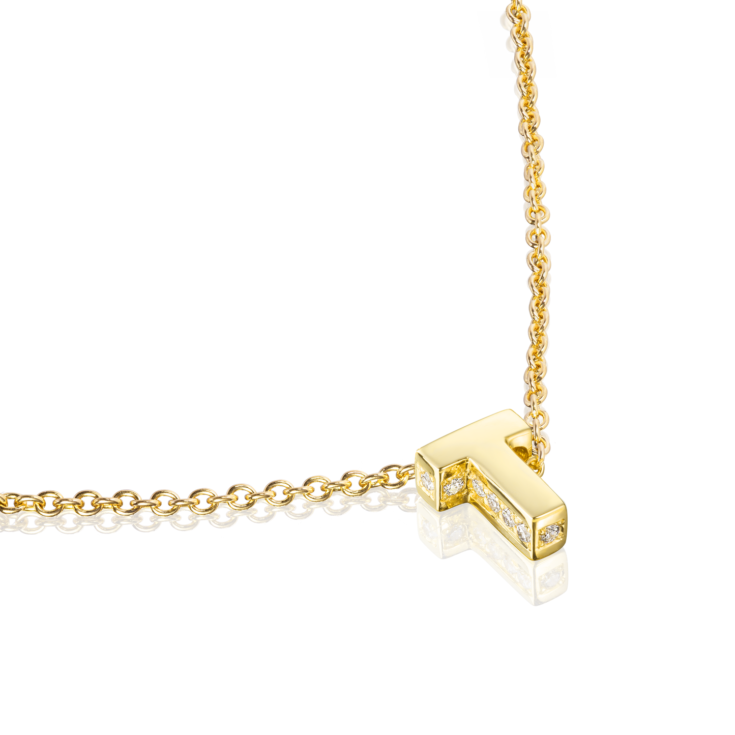 18ct Yellow Gold Initial Pendant with Diamond Set Accents