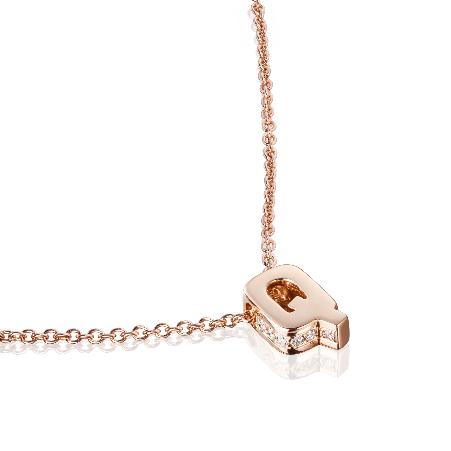 18ct Rose Gold Initial Pendant with Diamond Set Accents