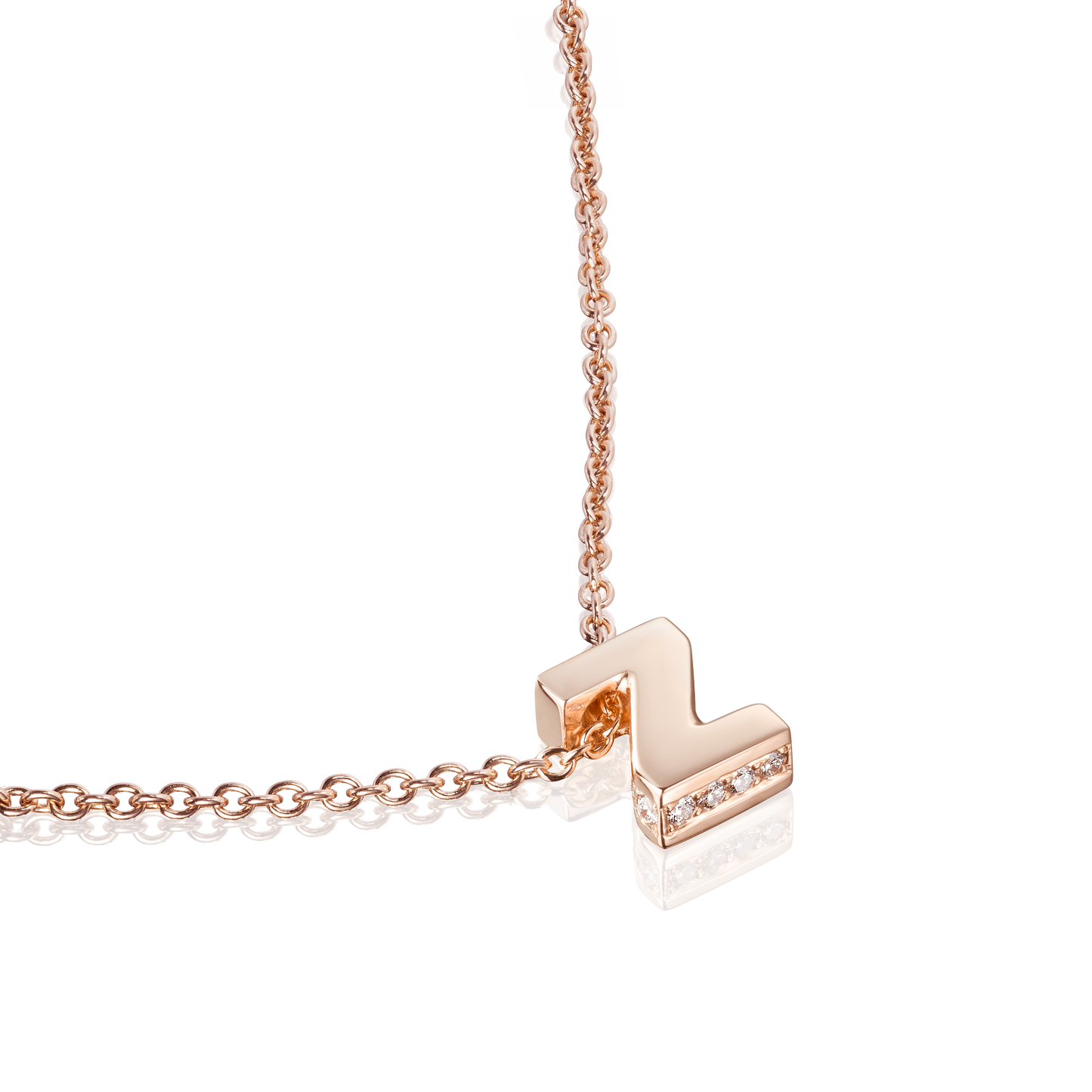 18ct Rose Gold Initial Pendant with Diamond Set Accents