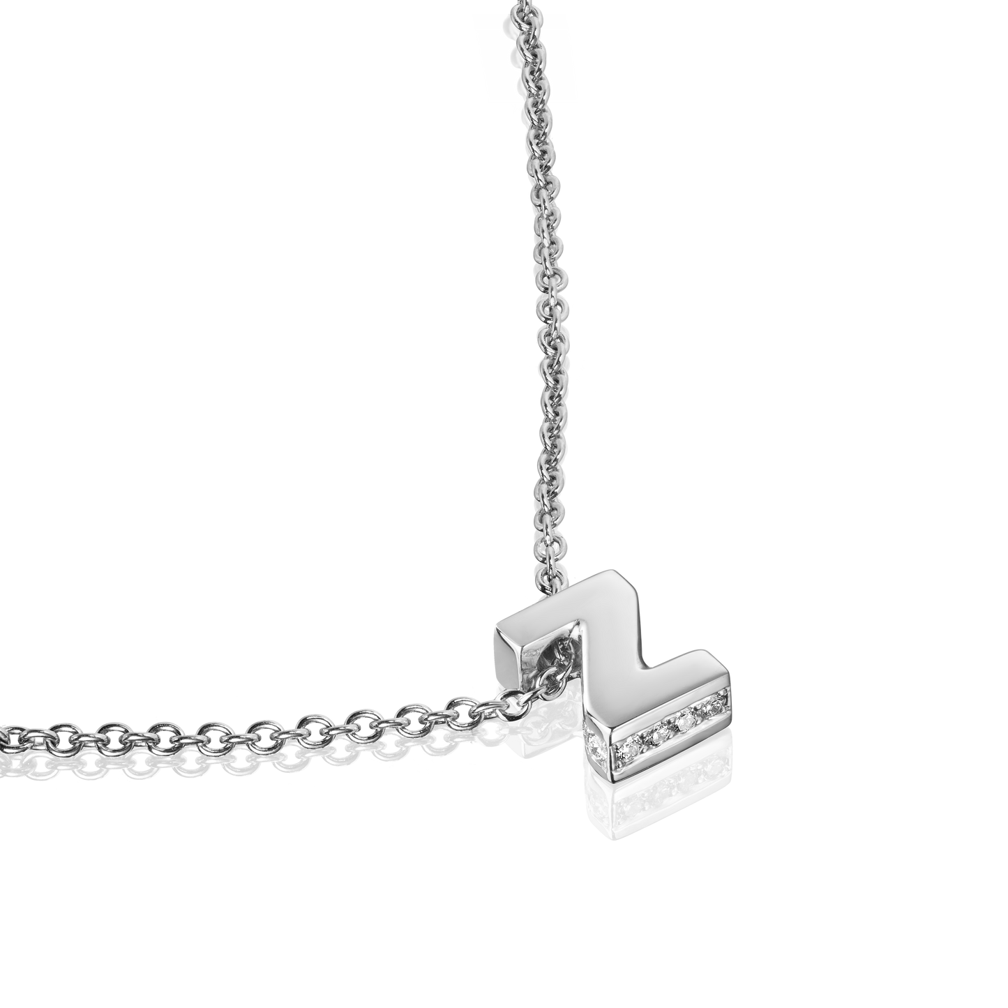 18ct White Gold Initial Pendant with Diamond Set Accents