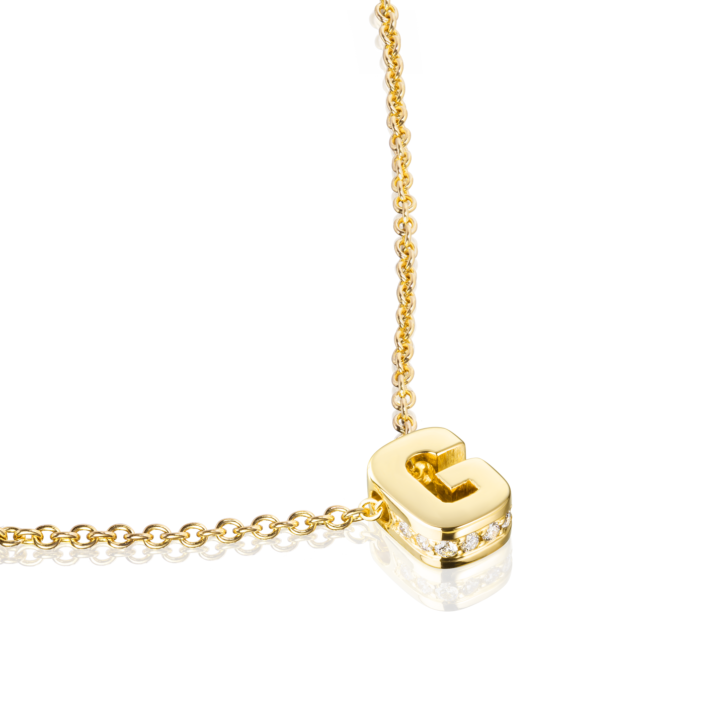 18ct Yellow Gold Initial Pendant with Diamond Set Accents