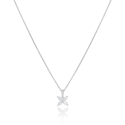 Marquise-Cut Diamond Flower Pendant