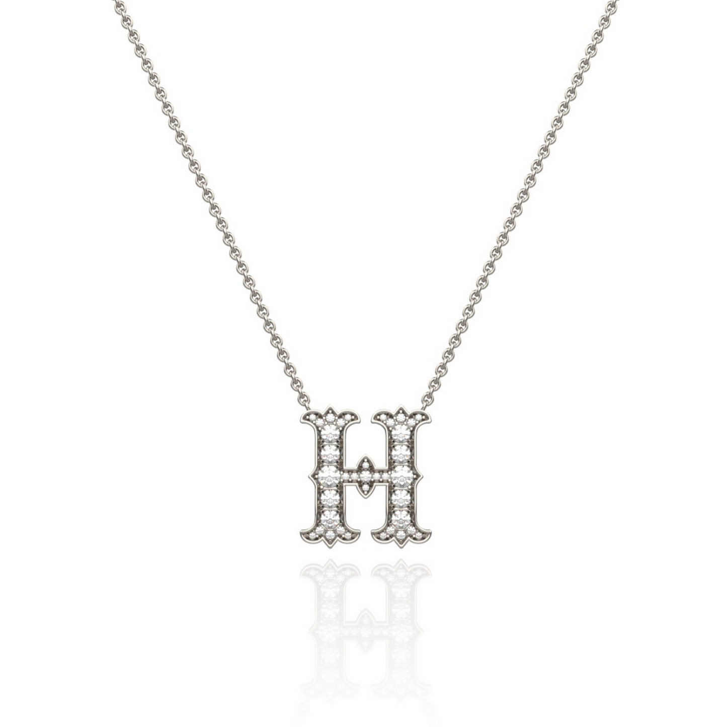 Platinum Diamond Set Initial Pendant