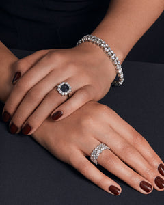 Grey Spinel and Diamond Cluster Ring