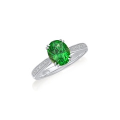 2.44cts Oval Tsavorite and Diamond Ring