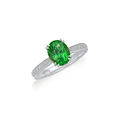 2.44cts Oval Tsavorite and Diamond Ring